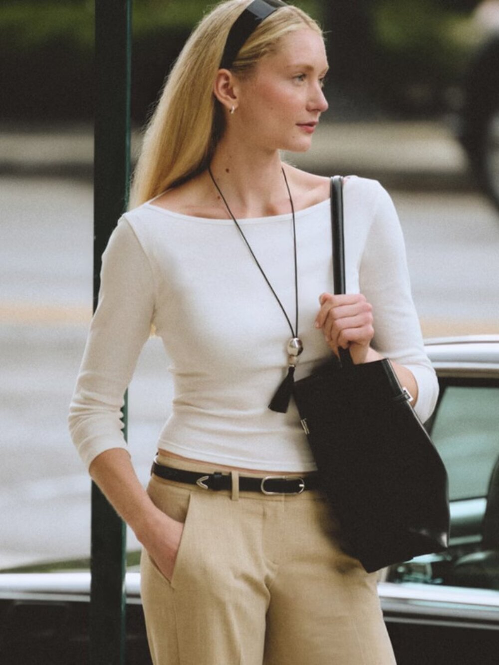 Abercrombie Off White 3/4 Sleeve Boatneck Top